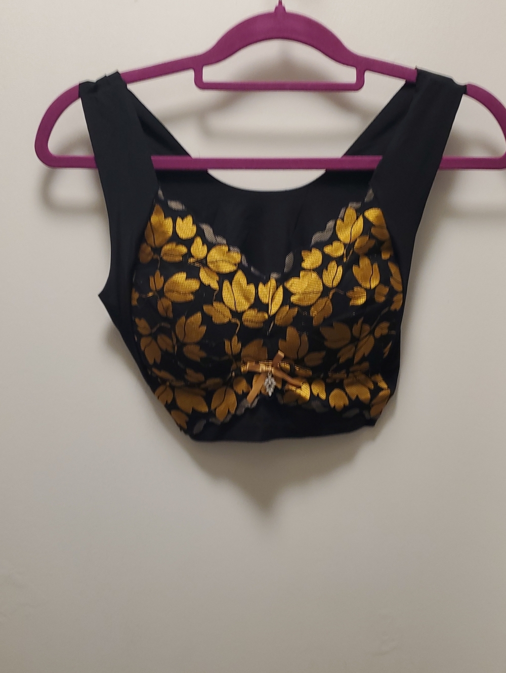 Vanity Fair Black Camisole with Gold Floral Jacquard